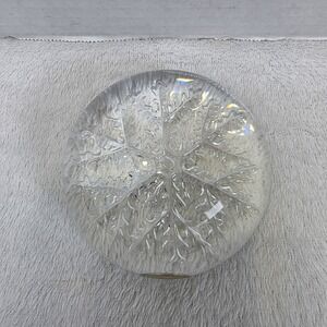 Vintage Cristal France Genuine‎ Lead Crystal Clear Domed Snowflake Paperweight